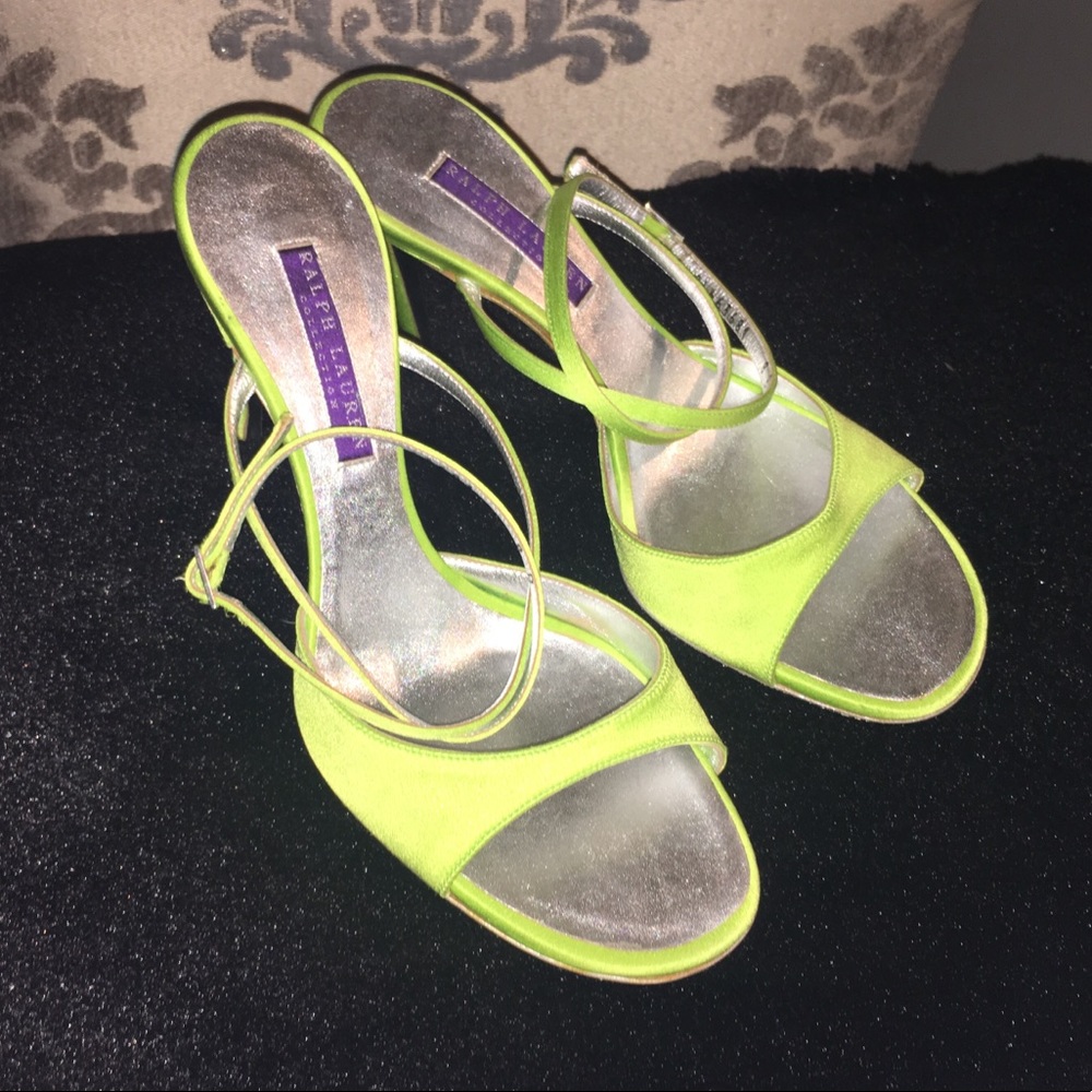 LIME GREEN HEELED SANDALS // RALPH LAUREN